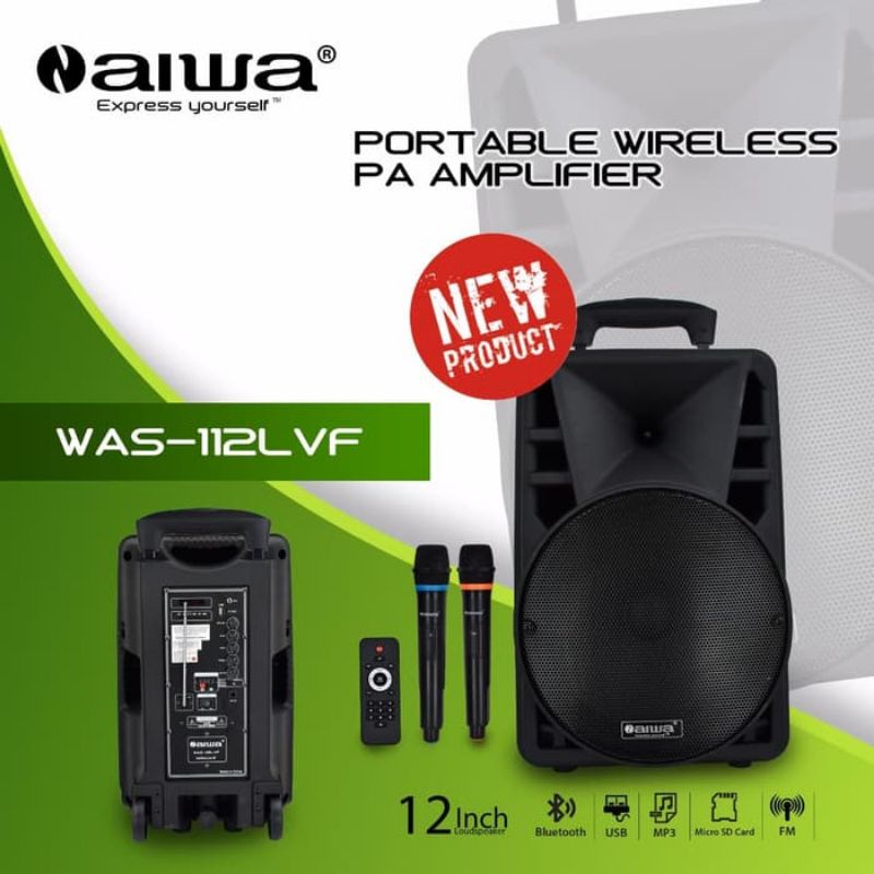 Speaker portable wireless meeting n aiwa was 112lvf 112 lvf 12inch usb bluetooth