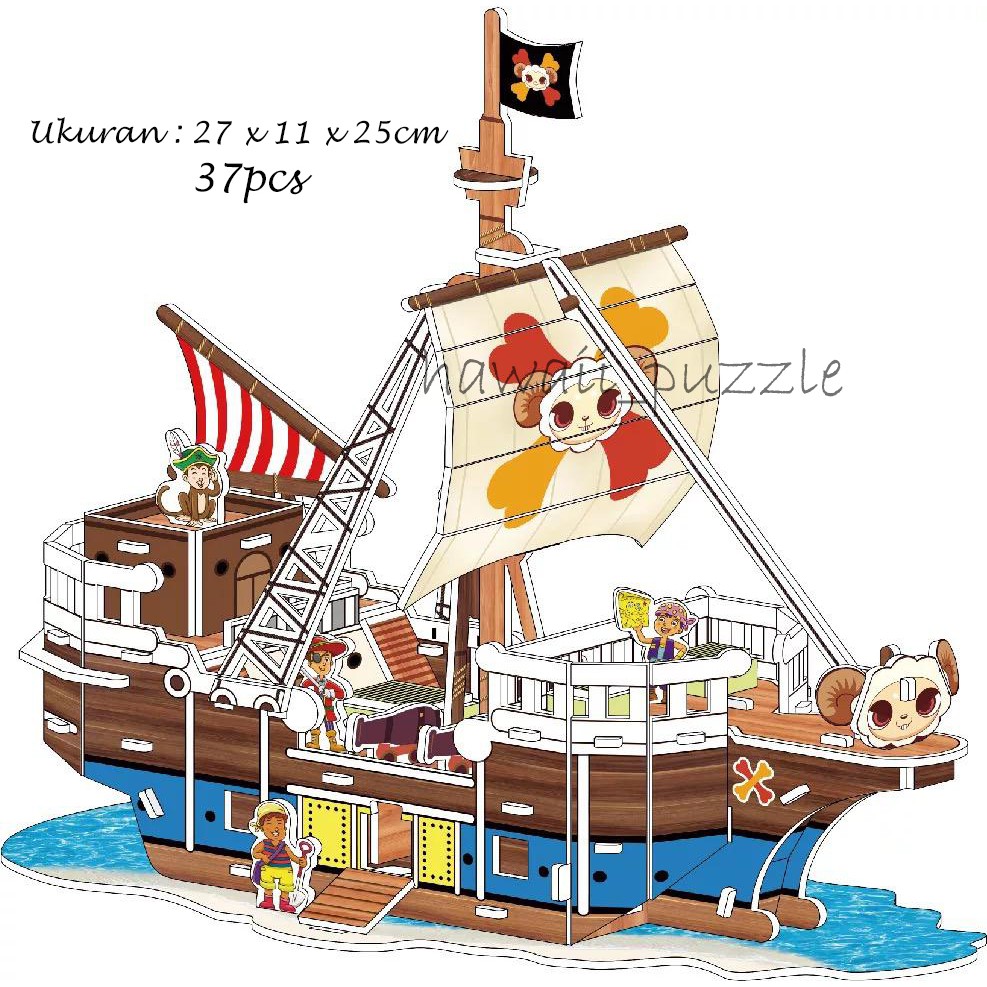 PUZZLE 3D FOAM ukuran Besar Q PIRATE SHIP / Mainan Edukasi Anak Puzzle 3D