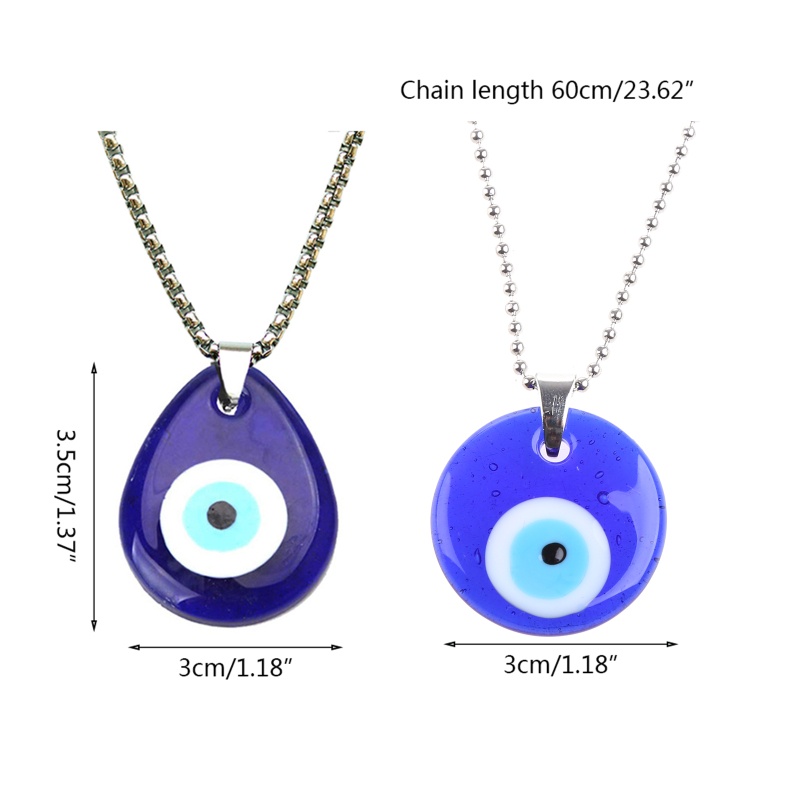 Siy Biru Turkish Alloy Rantai Perak Untuk Evil Eye Kalung Beruntung Untuk Perlindungan Neckl