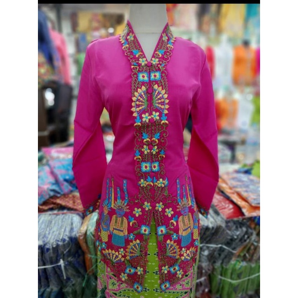 Jual Kebaya Encim Bordir Ondel Betawi Lengan Panjang Jumbo Katun Wisuda Shopee Indonesia