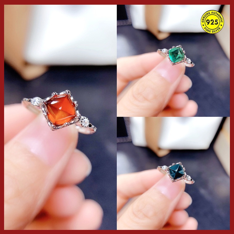 Cincin Batu Permata Garnet Alami Model Terbuka Adjustable Untuk Wanita