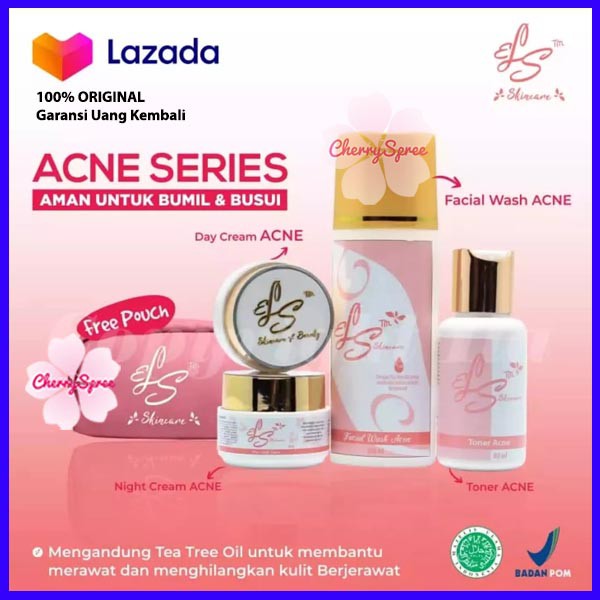 LS SKINCARE Paket Acne Kulit Sehat Glowing Paket Wajah Krim Untuk Kulit Jerawat Facial Wash Toner Cr