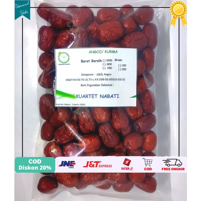 

◾COD◾ ANGCO - HONG ZAO (RED DATES) PREMIUM 1000 GR - Sedang