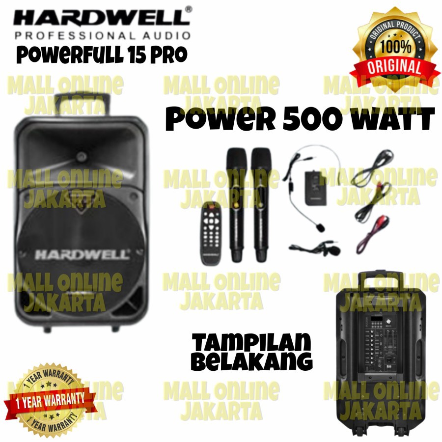 Speaker karaoke Hardwell Powerfull 15 Pro Original Aktif Portable