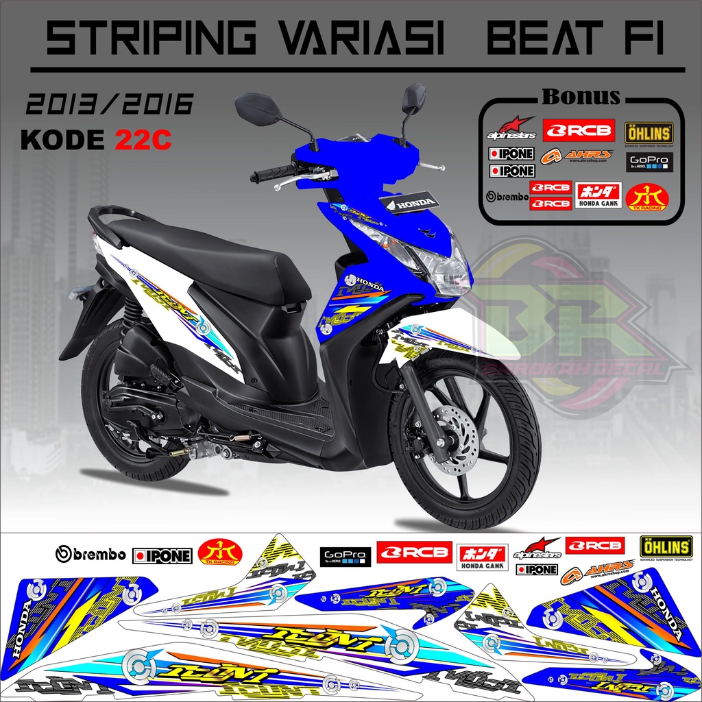 Striping Beat Fi 2013-2016 Stiker Lis Motor Beat Variasi kode 22