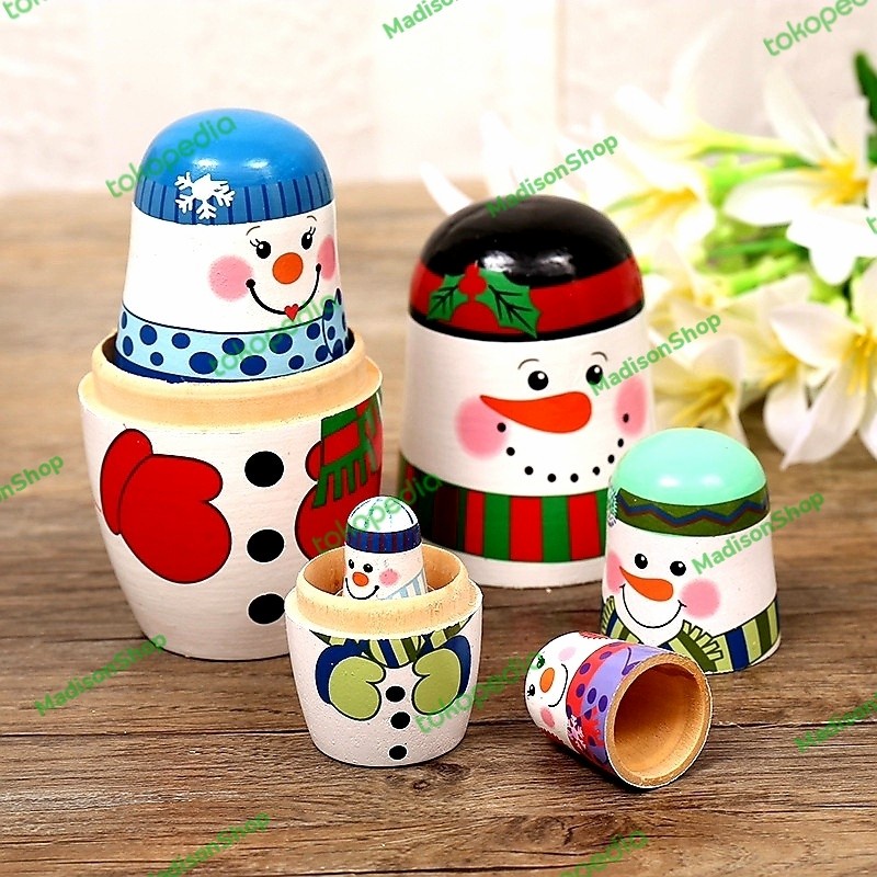 Boneka Rusia Matryoshka Snowman Natal Christmas Kado Natal Snowman