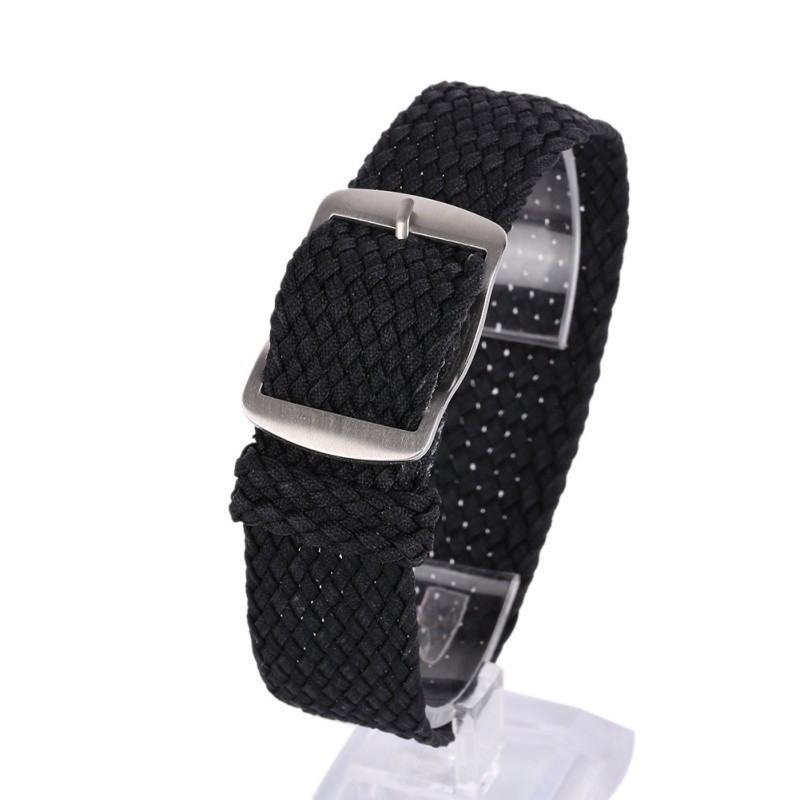 Tali Jam Tangan Perlon Kanvas Nylon Strap Seiko Black