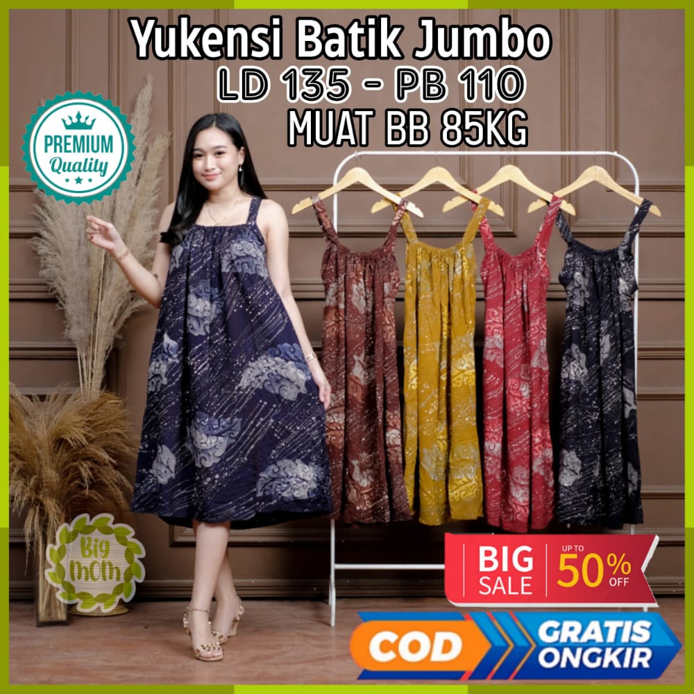 Baju Daster Tidur Wanita Jumbo Busui Kekinian Tanpa Lengan Ld 130 XXXL Rayon Premium Batik Cap Pekal