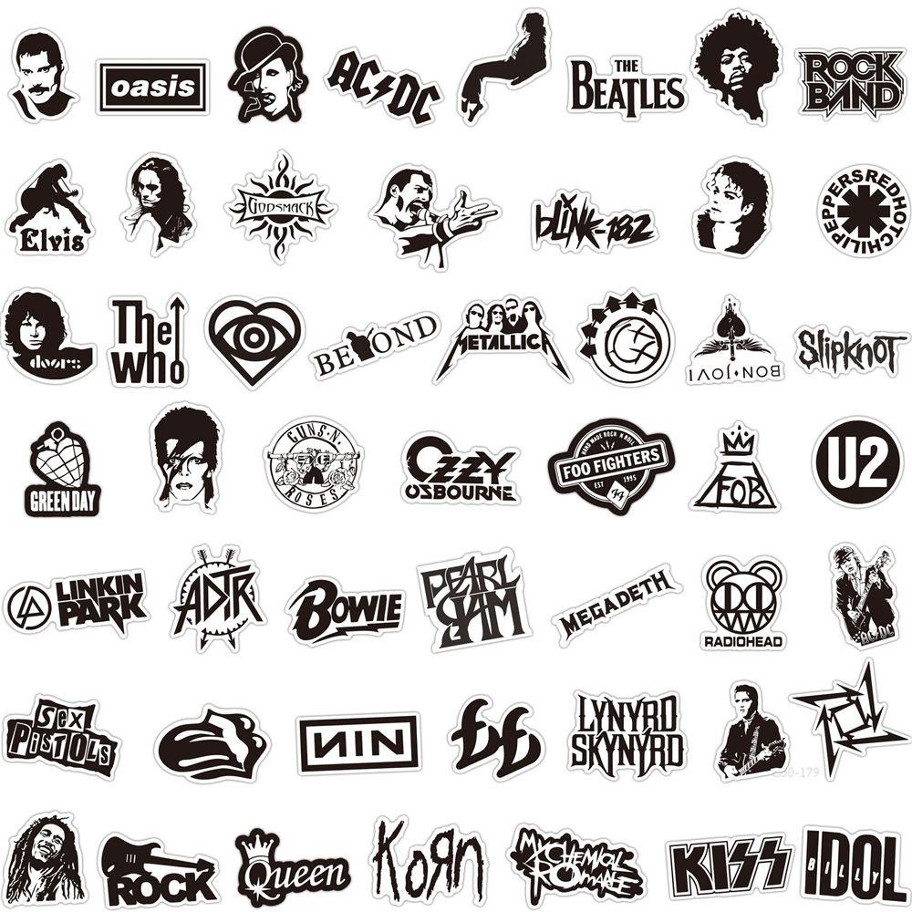 Agustina Rock band Stiker Gitar Hitam Dan Putih DIY Dinding Decals Tahan Air Telepon Skateboard Alat Tulis Stiker