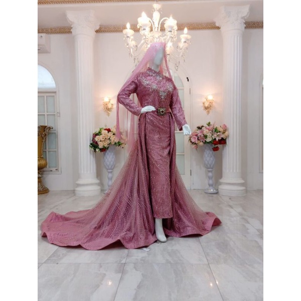 GAUN WEDDING BALERO | GAUN JUBAH|BAJU WEDDING BEREKOR | GAUN MEWAH | BAJU PENGANTIN MODERN/ DRESS