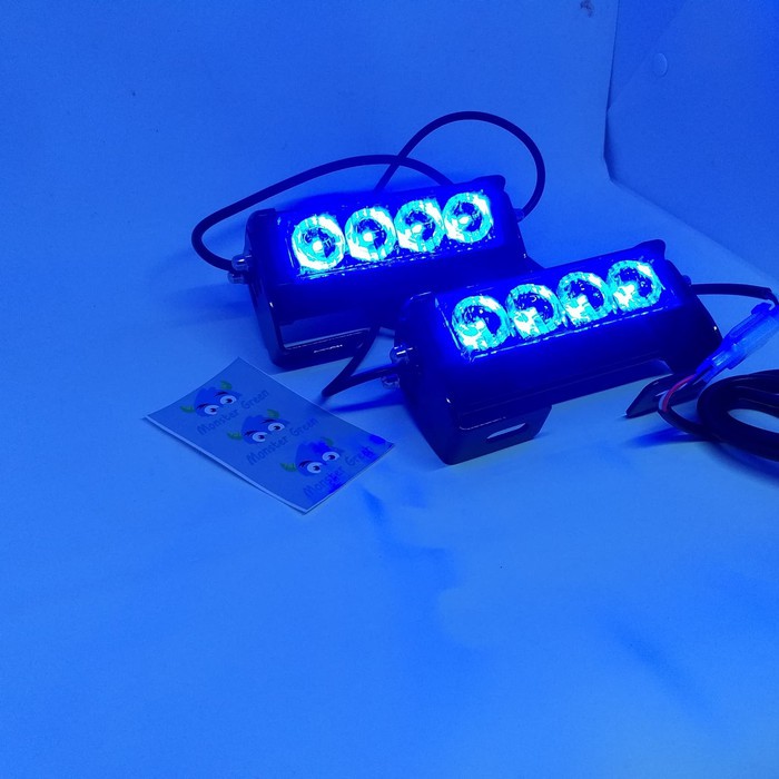 Lampu Strobo Led 4 mata x 2 Channel Strobo untuk Motor Dan Mobil