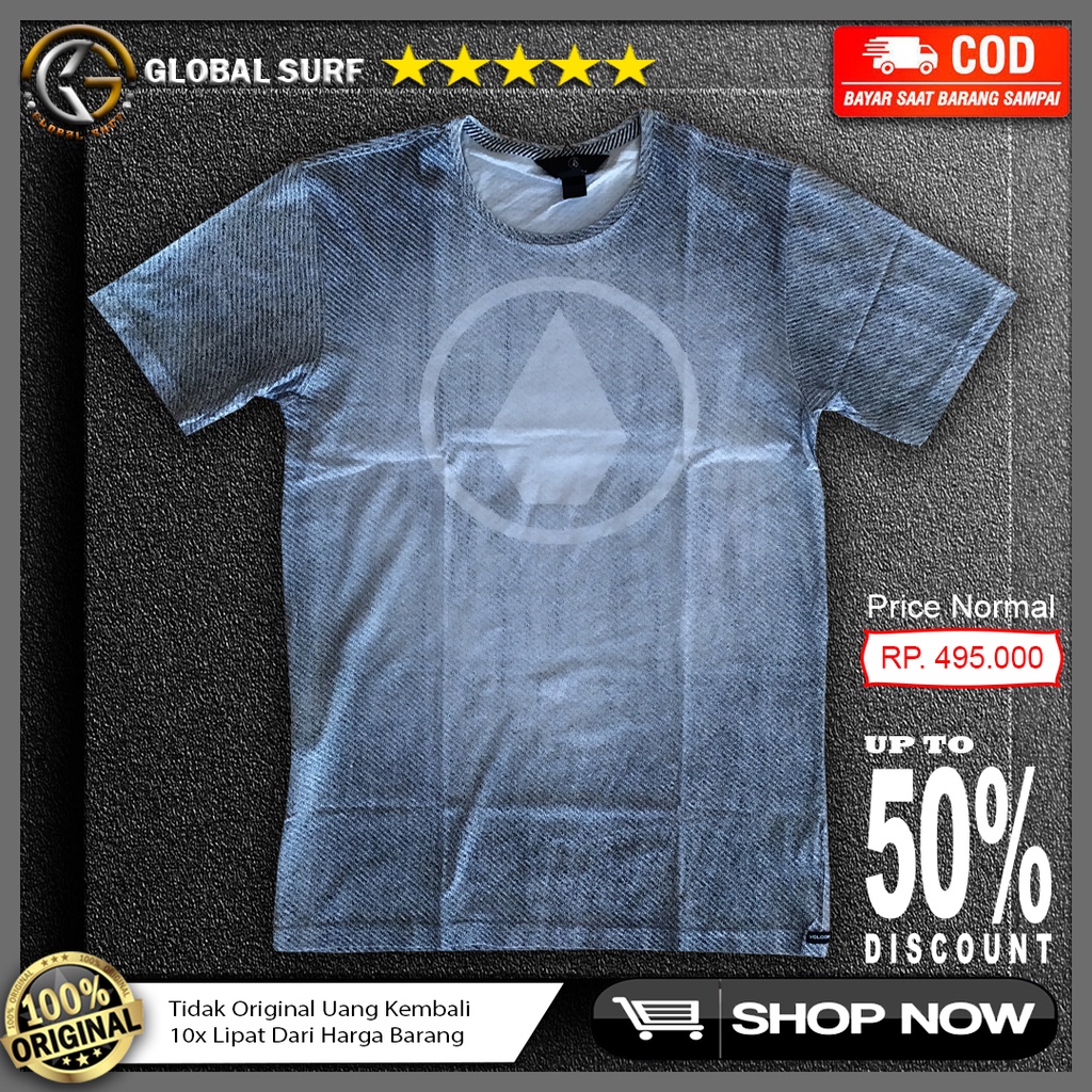 Kaos Volcom Original Sale Motif Print Logo Depan Baju Casual Reguler FIt Lengan Pendek Warna Putih