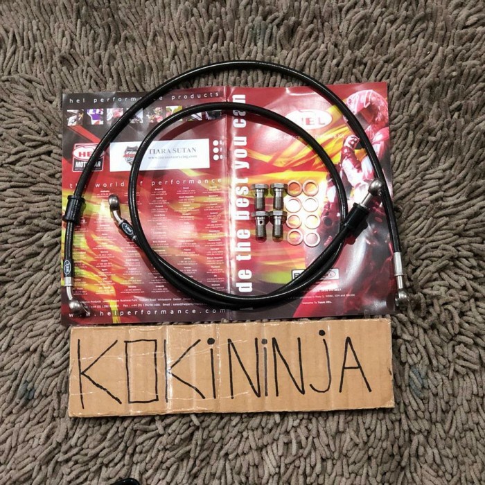 paket selang rem hel ninja r 125z 90cm 60cm depan belakang ori carbon