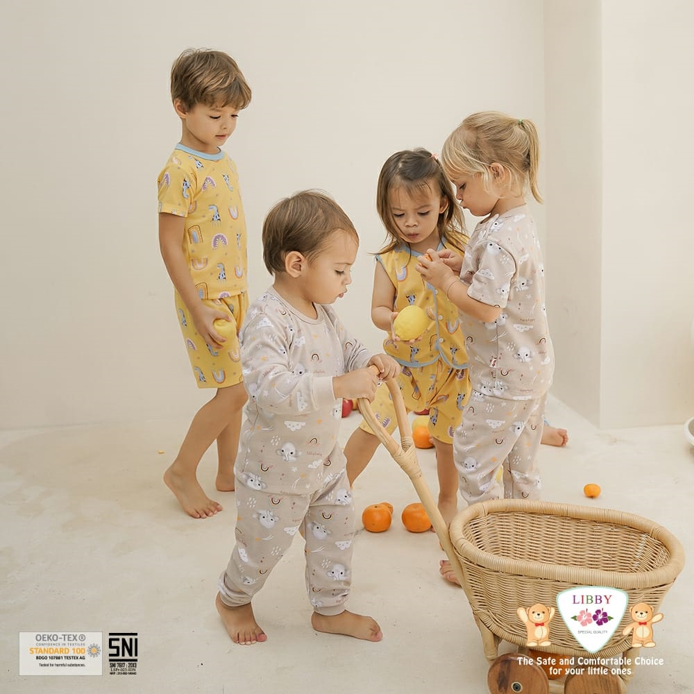 CPR Setelan Libby Hello Sunshine HAZY ZOO / Pakaian Anak Unisex Terbaru Rainbow Fantasia Motif Lucu Lengan Pendek | Bwr