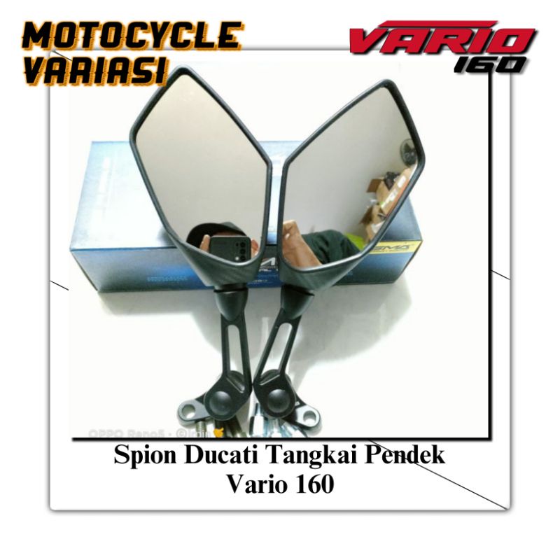 Spion Ducati Tangkai pendek Kaca Putih Vario 160 Nmax Aerox Adv Pcx