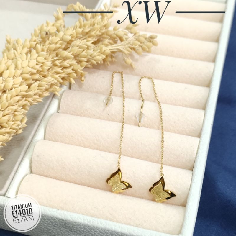 Anting Titanium Jurai Kupu warna Gold E14010