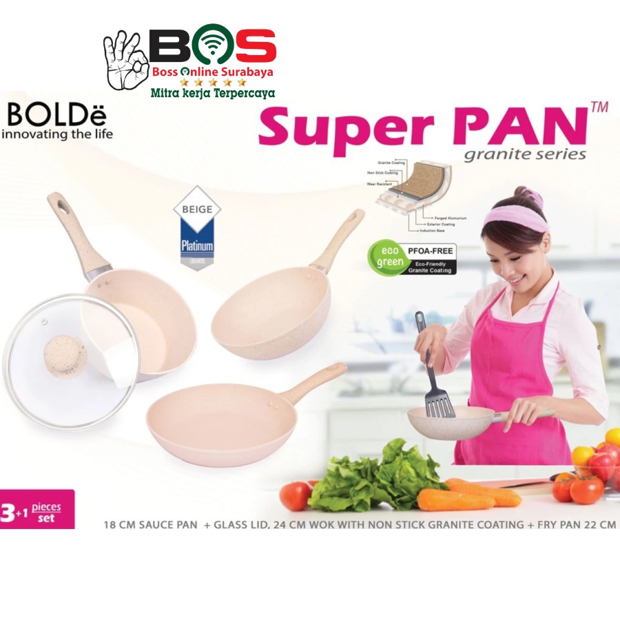 Super Pan Bolde Granite Panci Set Cookware Set Bolde Granite Keramik