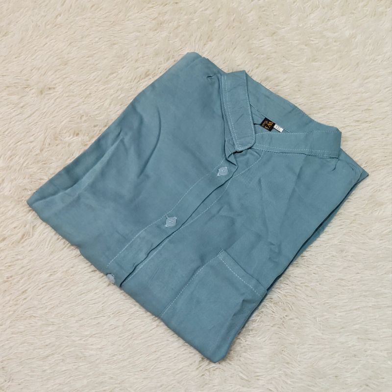 Kemeja Wanita Oversize Rayon Twill Premium Jumbo dan Standar-XXL - Baby Blue KS