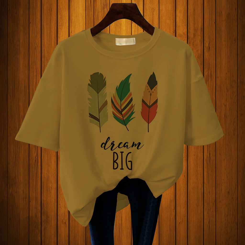 CALVIERO SHOP - BAJU KAOS WANITA DEWASA PRINT DREAM BIG CASUAL