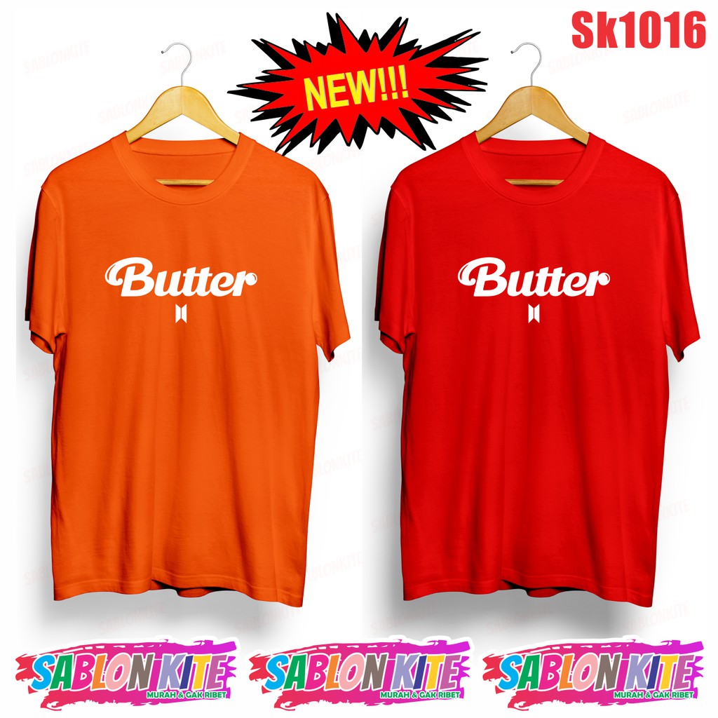 MURAH!!! KAOS  KPOP BUTTER SK1016 BESAR ADA 8WARNA UNISEX COMBED 30S