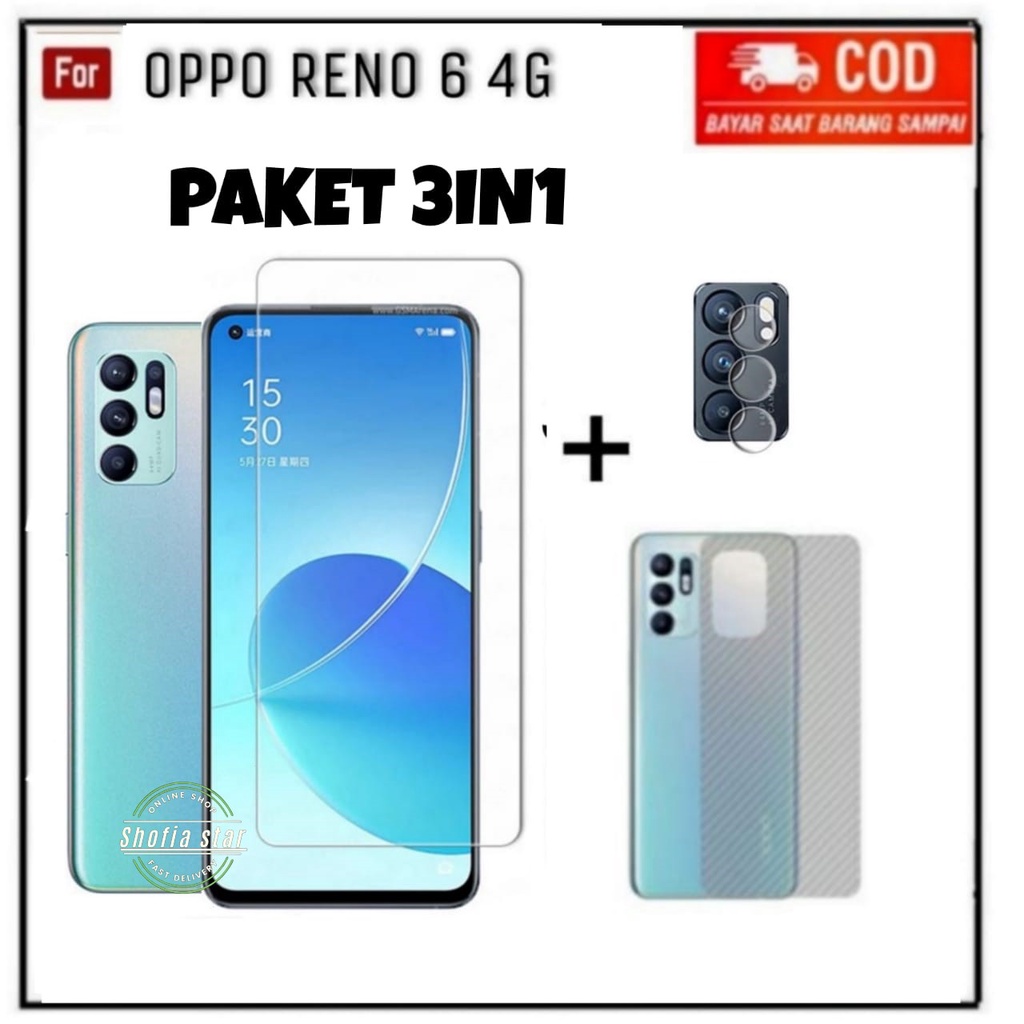 3IN1 TEMPERED GLASS BENING RENO 6 4G 5G RENO 5 5F RENO 4 TG LAYAR ANTIGORES KACA FULL COVER