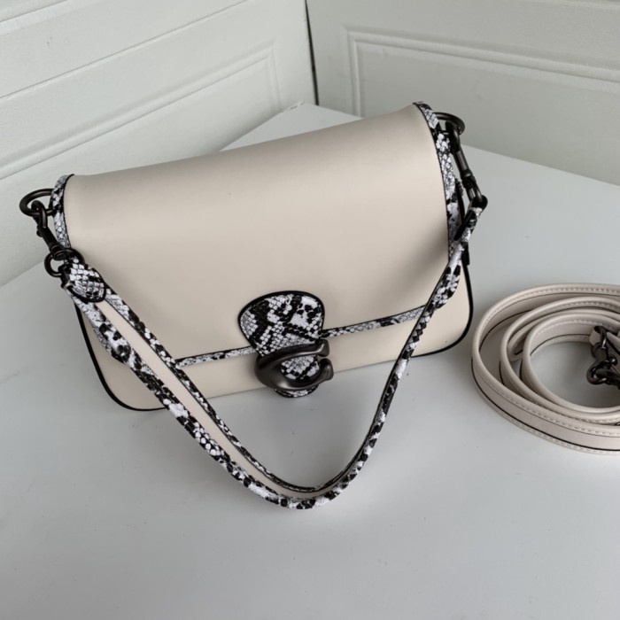 Coach Soft Tabby 26 With Snakeskin - White