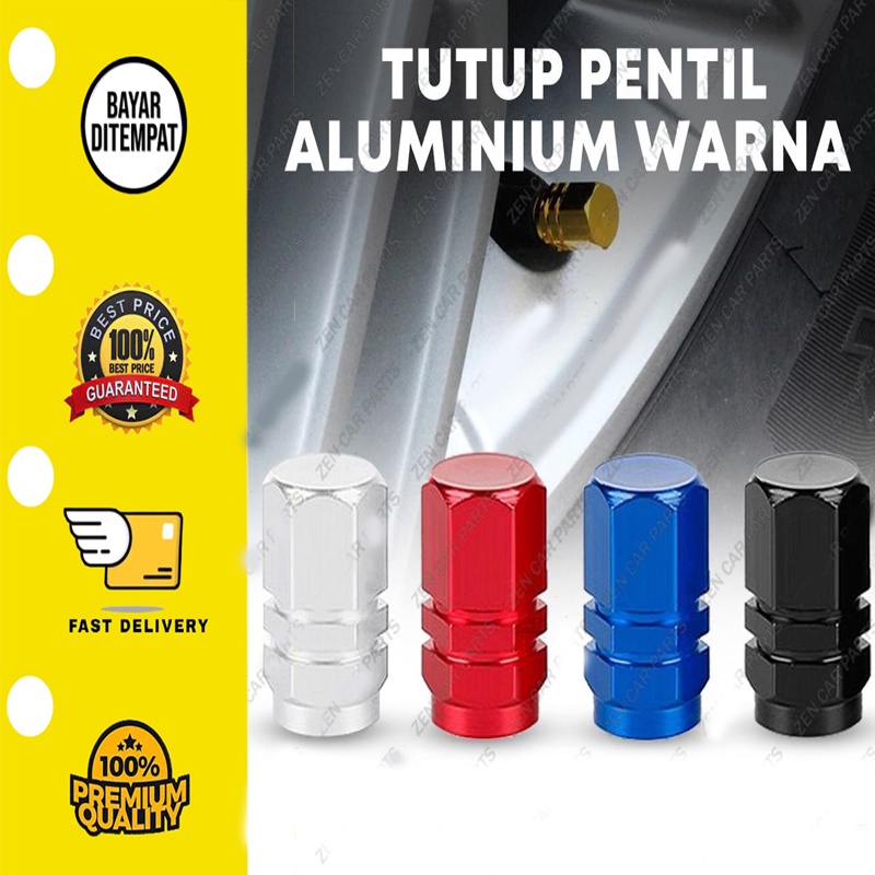 [ 4 Buah] Tutup Pentil Ban Alumunium Besi Mobil Motor Sepeda Penutup Katup Roda Mobil Logam Campuran Aluminium Tahan Air untuk Mobil Sepeda Motor Truk Sepeda