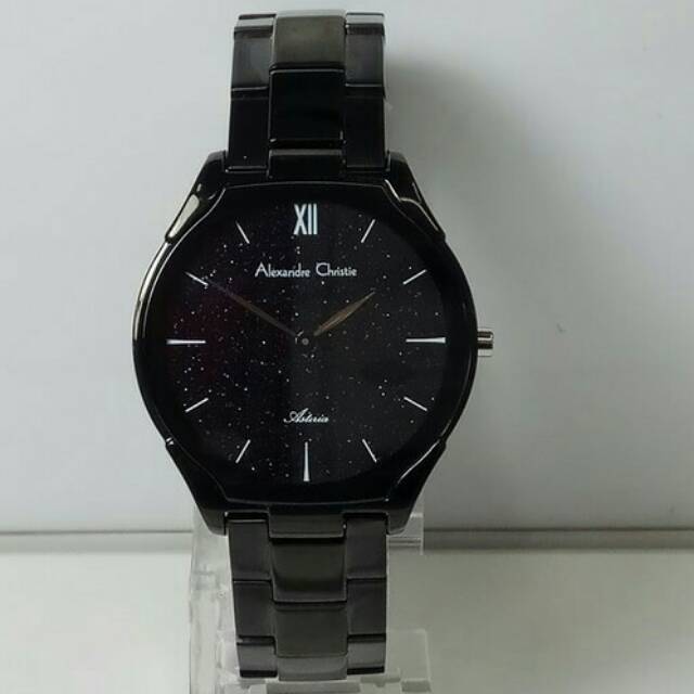 JAM TANGAN PRIA ALEXANDRE CHRISTIE AC 8517 COWOK FULL BLACK LIST WHITE ORIGINAL