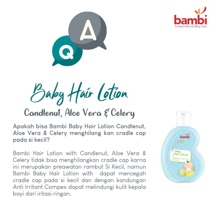 Bambi Baby Hair Lotion With Kemiri - 100mL | Candlenut Oil | Losion Rambut Bayi