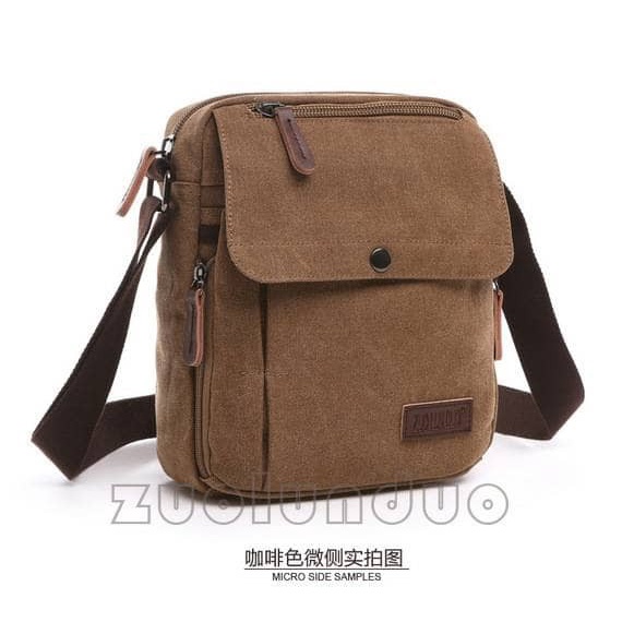 Coklat Import - Tas Selempang Kanvas Pria Import Tas Selempangkanvas Tas Hp Tas Coklat