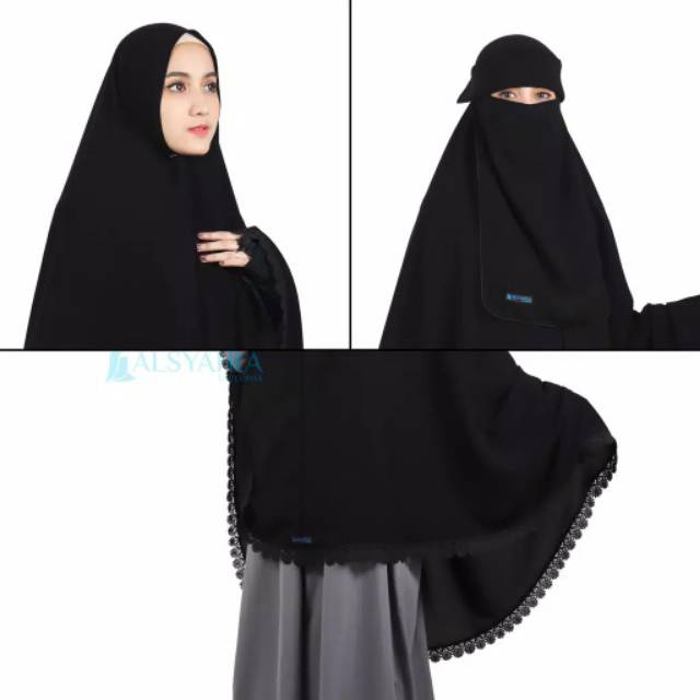 Alsyahra Exclusive Set Khimar XXL Al Shams Niqab Poni Jetblack