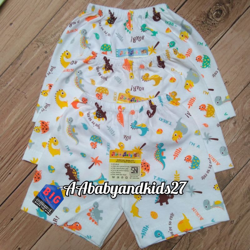 AIRIN 3PC Celana Pendek Bayi Model Segi Full Print Usia Newborn 0-6Bulan Lembut dan SNI