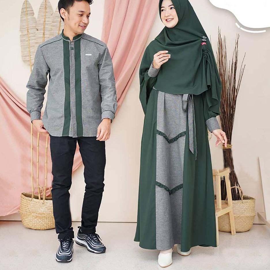*Grosir* [R.A] Asoka Couple Baju Gamis Muslim Syarii Plus Kemeja Muslim Lengan Panjang Terlaris