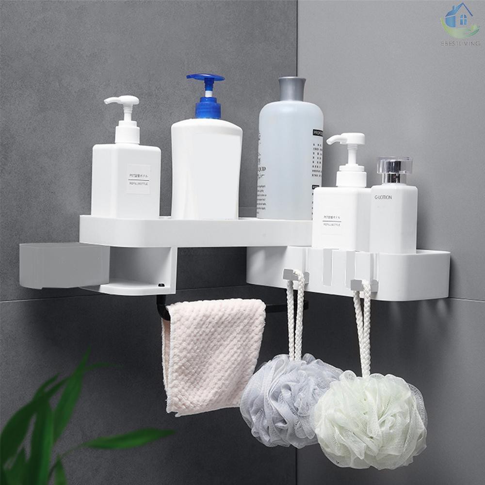 Ebl Storage Shelf Floating Shelf Wall Mounted Bathroom Shelves Adhesive Plastic Caddy Bathroom Organizer Basket For Bathroom Kitchen Home Decor Shopee Indonesia