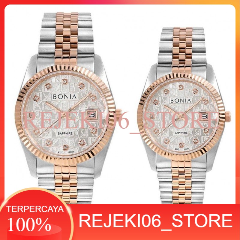 Jual JAM TANGAN COUPLE BONIA B10550-1616 / B10550-3616 B10550 SILVER ROSE WHITE SAPPHIRE ORIGINAL