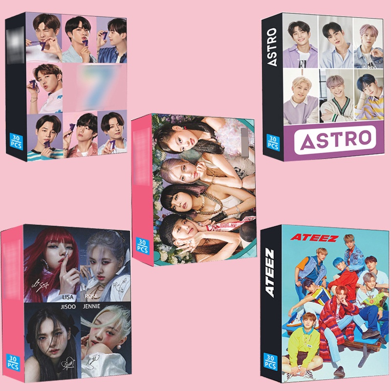 30pcs Kartu Pos LOMO Kpop ASTRO ATEEZ BTS BLACKPINK Untuk Koleksi