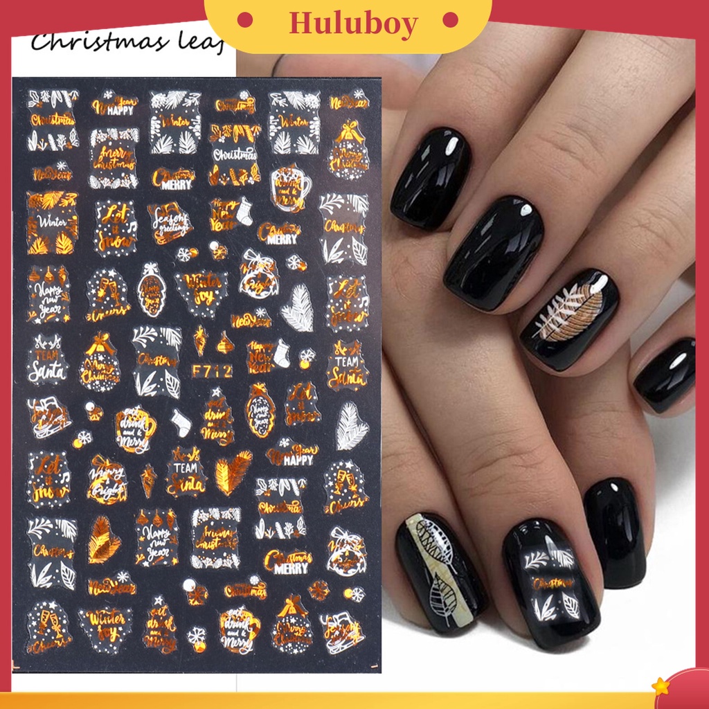 Huluboy Huluboy♡ Stiker Kuku Motif Snowflake Natal Untuk Dekorasi Nail Art