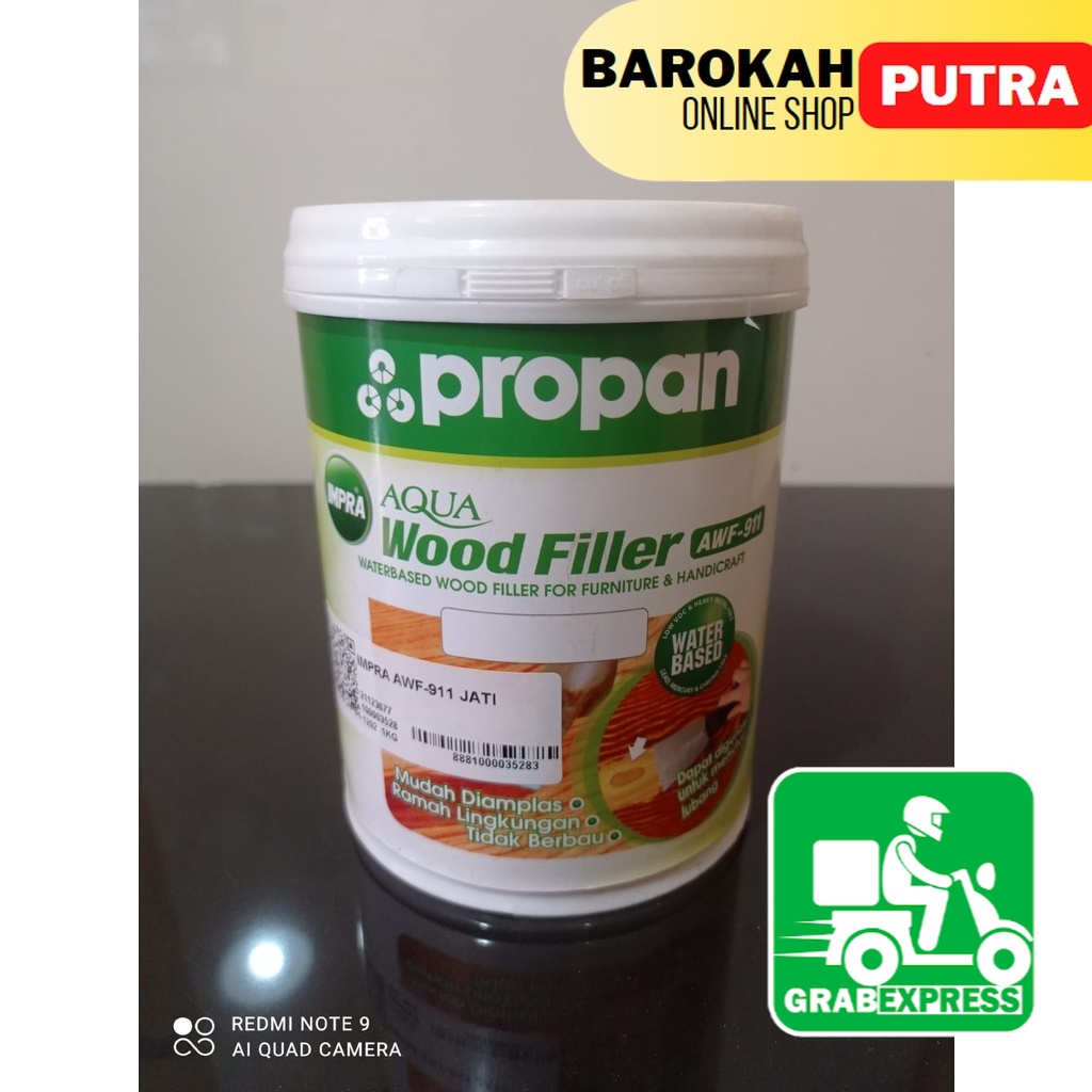 Jual propan impra Aqua wood filler AWF911 dempul pengisi pori kayu 1kg dempul kayu jati