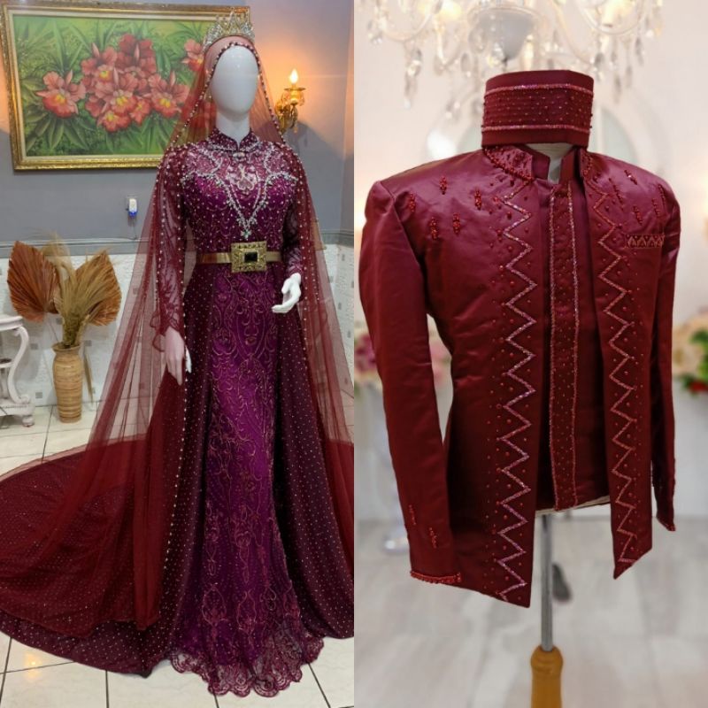 CAUPLE TERLARIS GAUN DRESS JUBAH BEREKOR |BAJU PENGANTIN TERBARU|KEBAYA DRESS COUPLE|GAUN DRESS MUSLIMAH