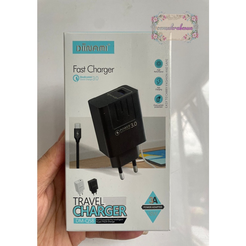 Q58  Charger DIINAMI Power 3A 18W Quick Charging TIPE C USB Fast Charging Port Smart Protection Garansi Resmi 1 Tahun SB3135