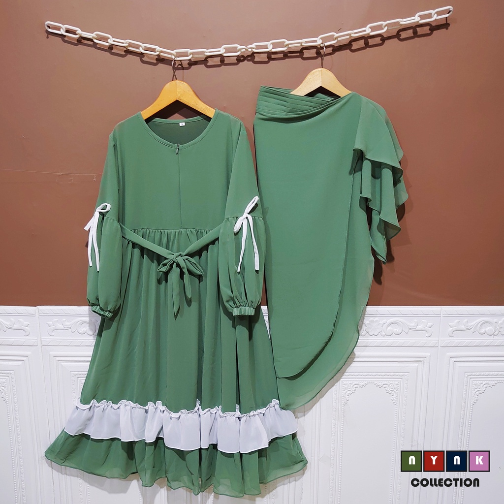 Gamis Ceruti Kombinasi Varian Tali Tangan