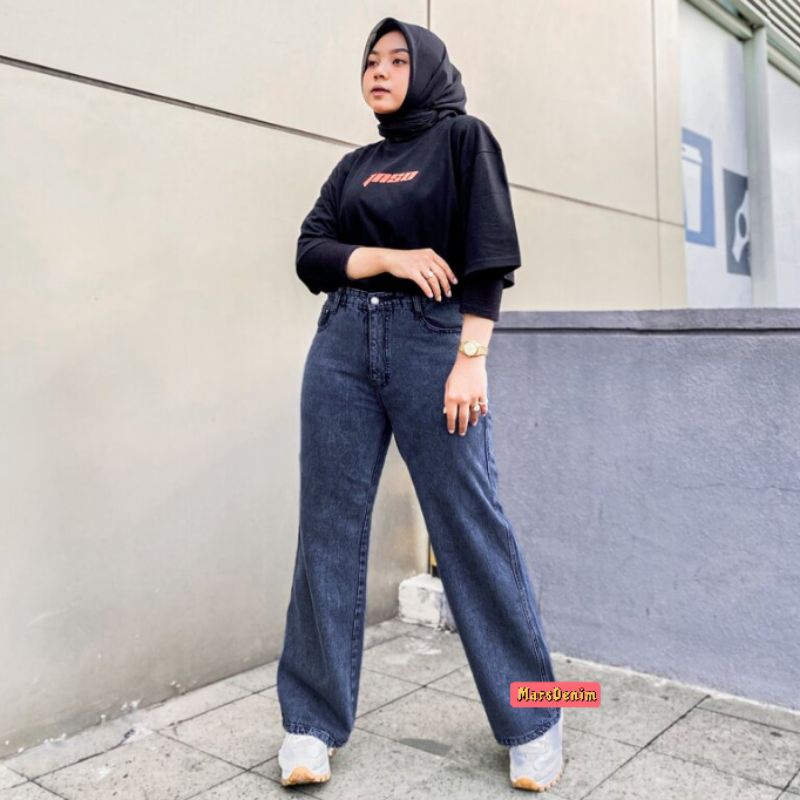 CELANA HIGHWAIST JEANS KULOT WANITA