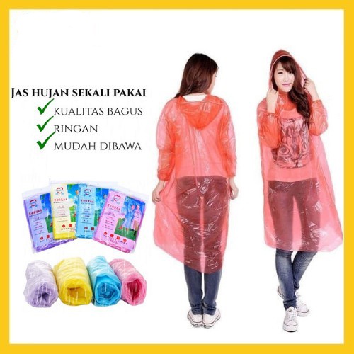 PO88 Jas Hujan Sekali Pakai Plastik Plastic Ponco Disposable Raincoat Baju