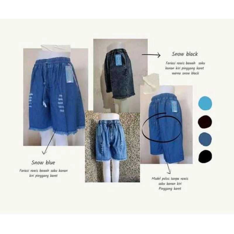 Hotpants Celana Pendek Wanita rawis sobek snow blue dan snow black