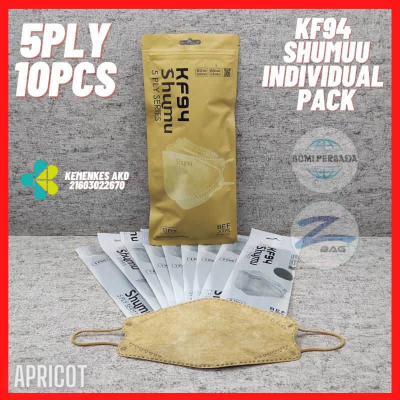 New Shumu Masker KF94 5ply Premium Mask 5 ply Kemenkes AKD KF 94 isi 10pcs Kemasan Ziplock Individual pack 1 masker 1 kemasan