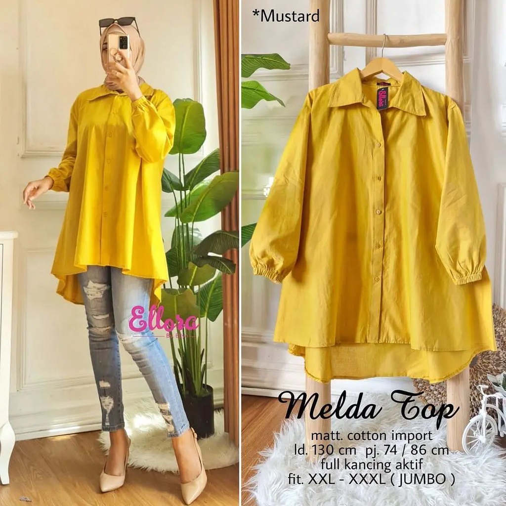 Melda Top Atasan Blouse Kemeja Muslim Wanita Terbaru/Atasan Wanita Terbaru 2021 Kekinian/Baju Atasan