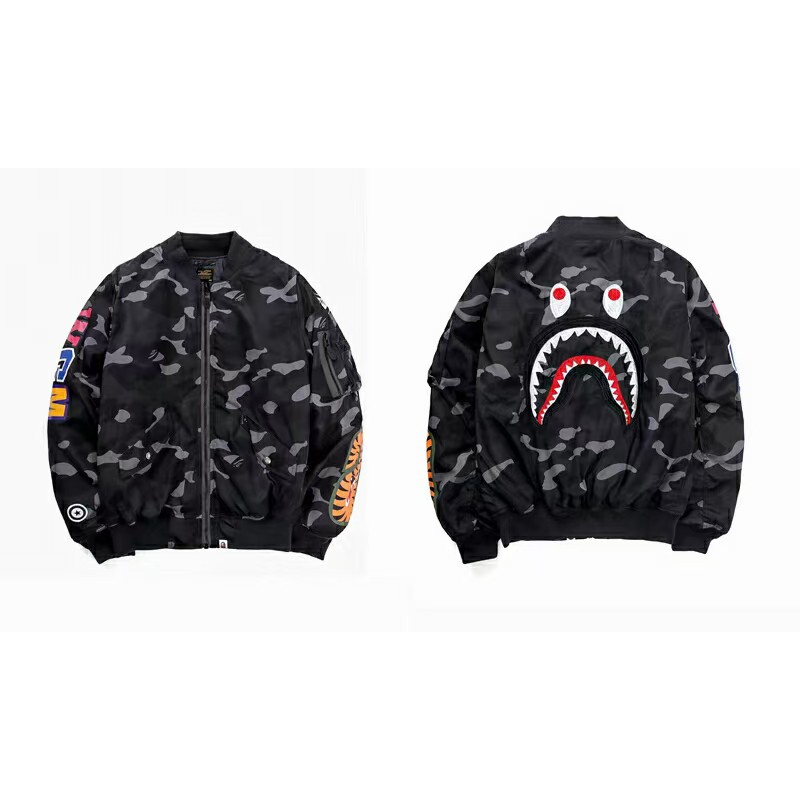 JAKET BAPE BOMBER CAMO SHARK PERFECT QUALITY