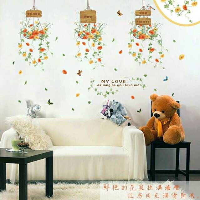 RELIZA WALL STICKER POT GANTUNG TANAMAN BUNGA HANGING XL7106 STIKER DINDING WALLSTICKER