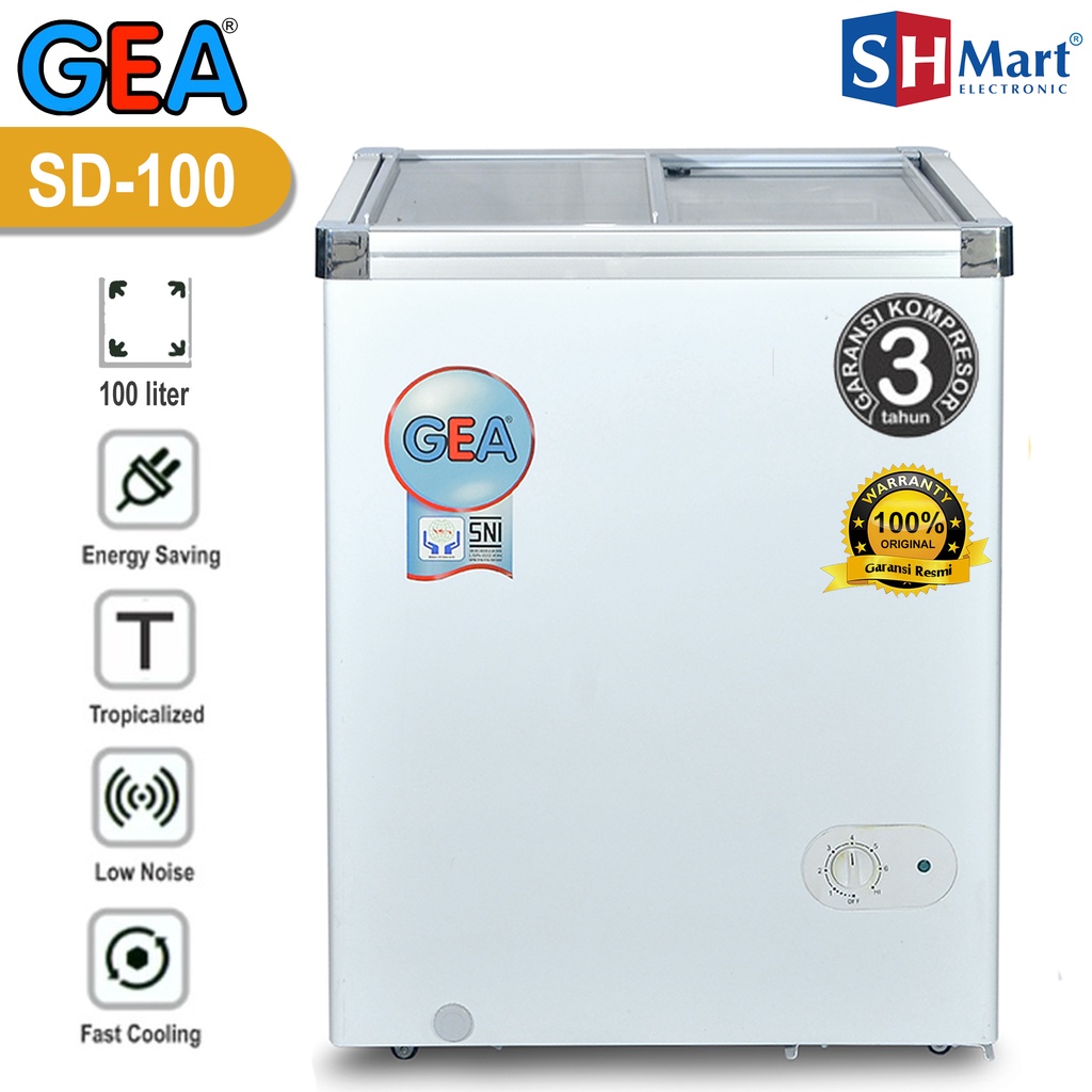 CHEST FREEZER GEA SLIDING KACA FREEZER BOX SD-100 / SD-103 / SD-186 GARANSI RESMI (MEDAN)