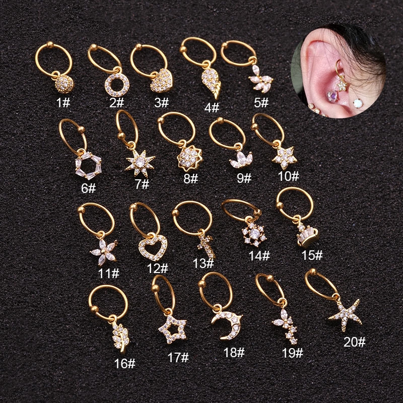 1piece Stainless Steel Captive Bead Ring Ear Tragus Rook Pinna Helix Piercing 20G